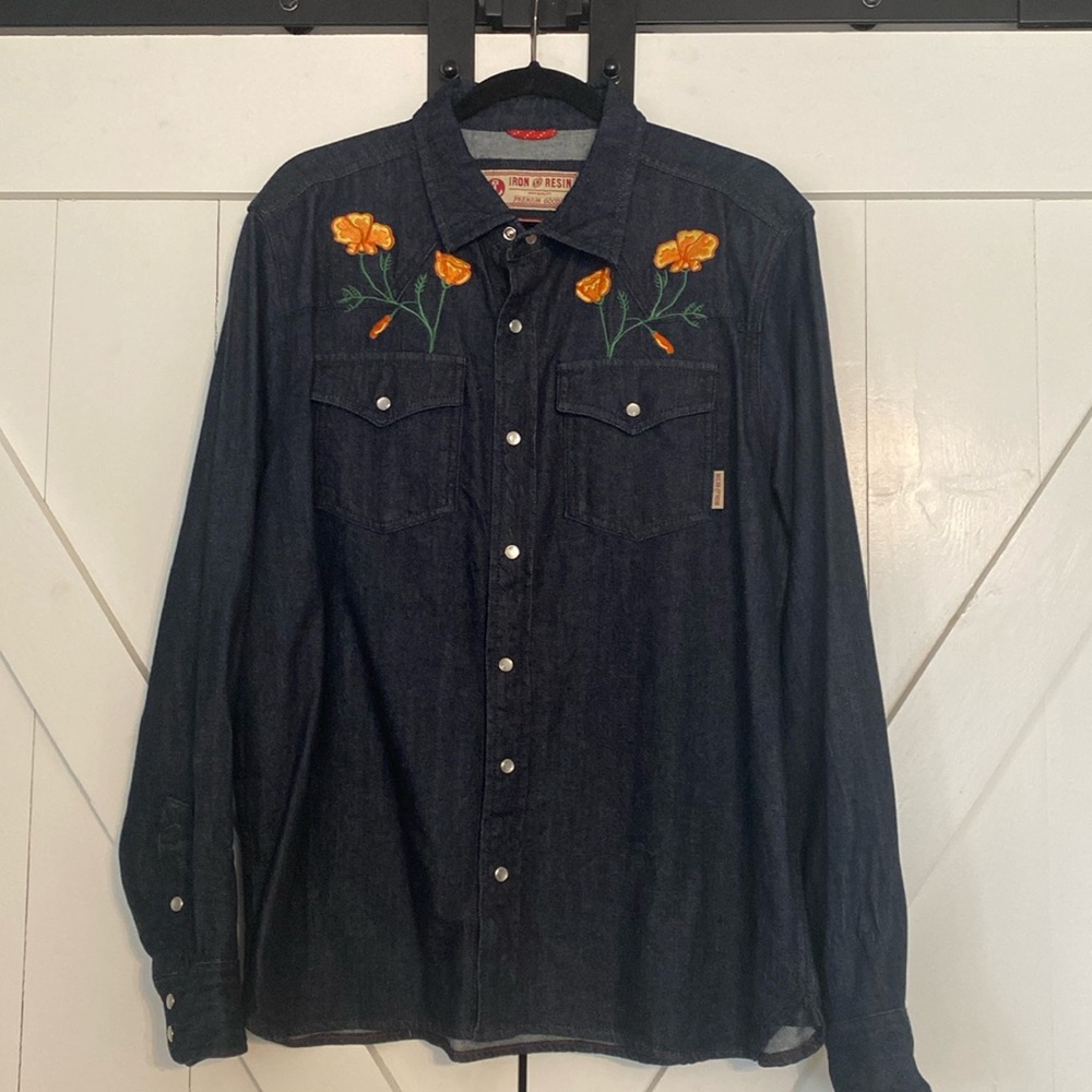 Iron and Resin Denim Western Field Shirt - L